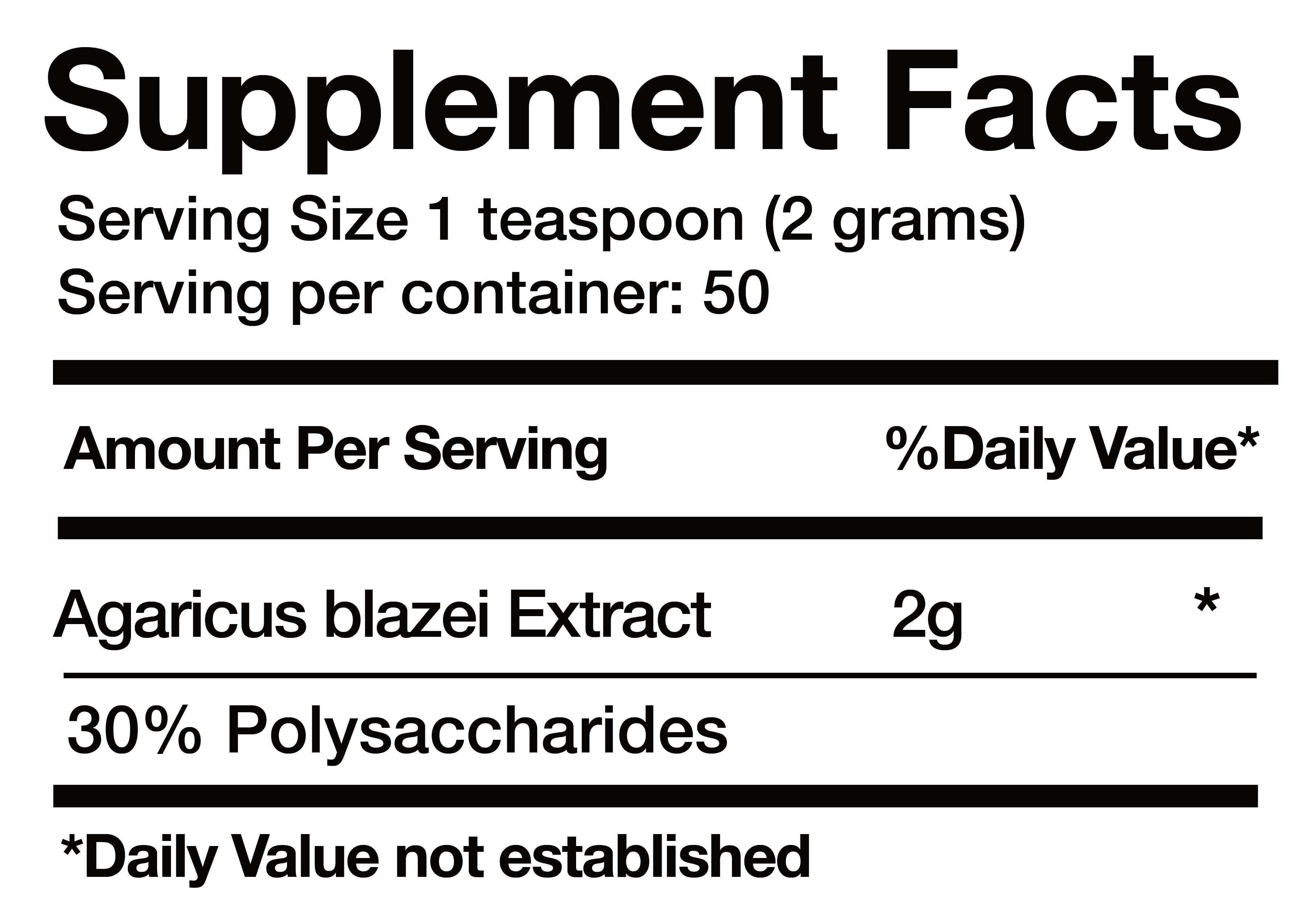 Extracto de Agaricus Blazei (Agaricuz Blazei Extract) nutrition facts